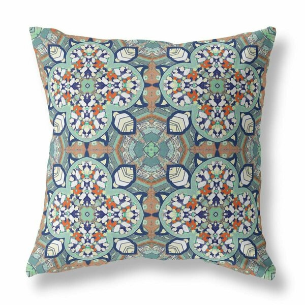 Palacedesigns 20 in. Cloverleaf Indoor & Outdoor Throw Pillow Green & Muted Orange PA3104875